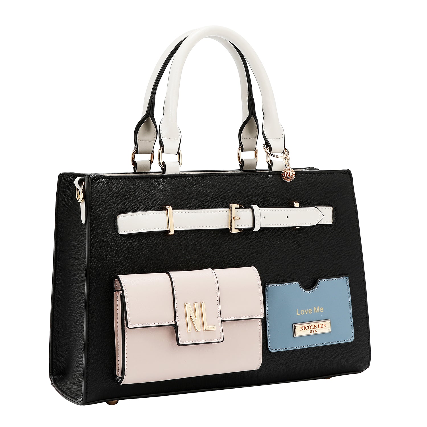 BOLSO DE BOLSILLO CON BLOQUES DE COLOR (NEGRO)