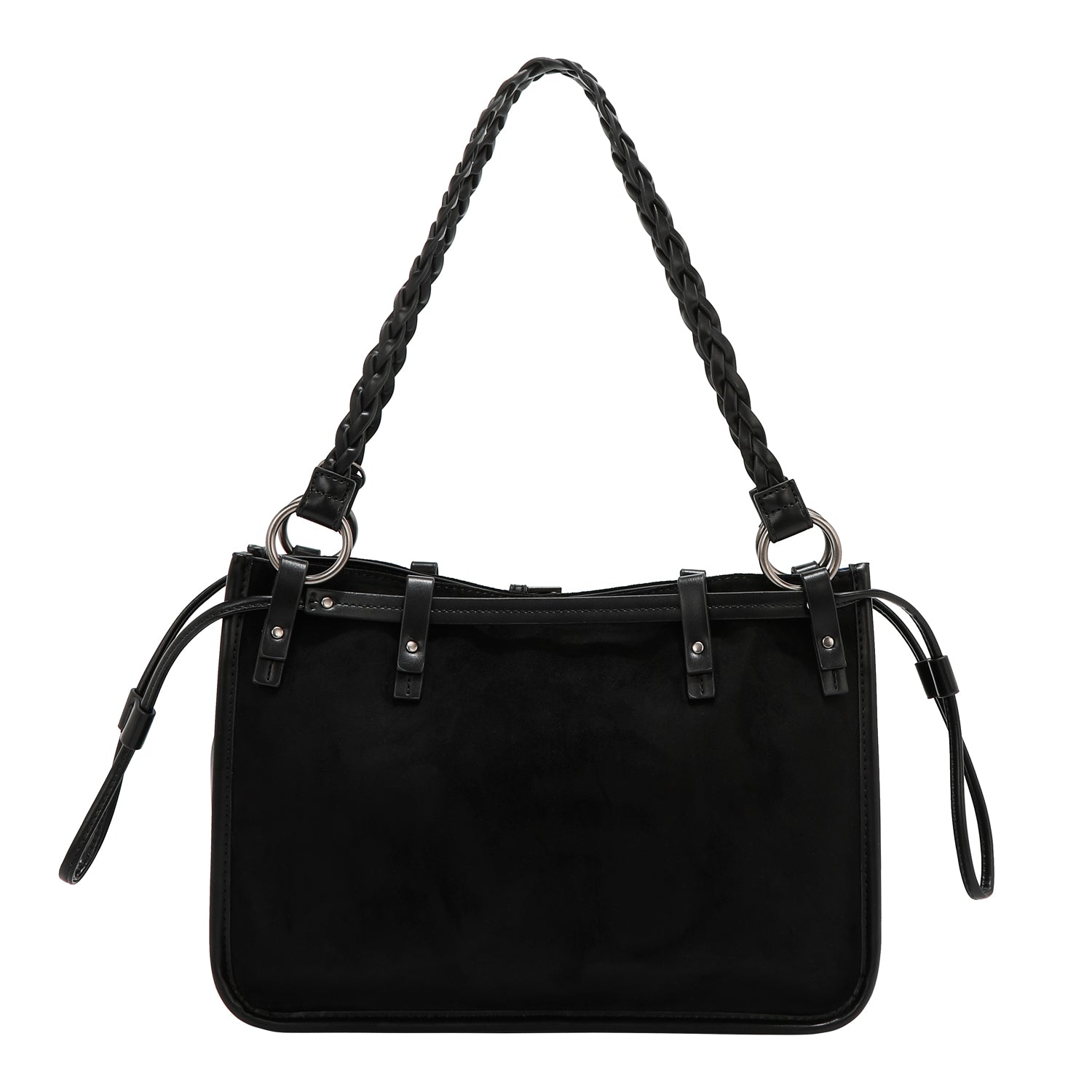 BORSA CON DISEGNO FLOREALE (NERO)