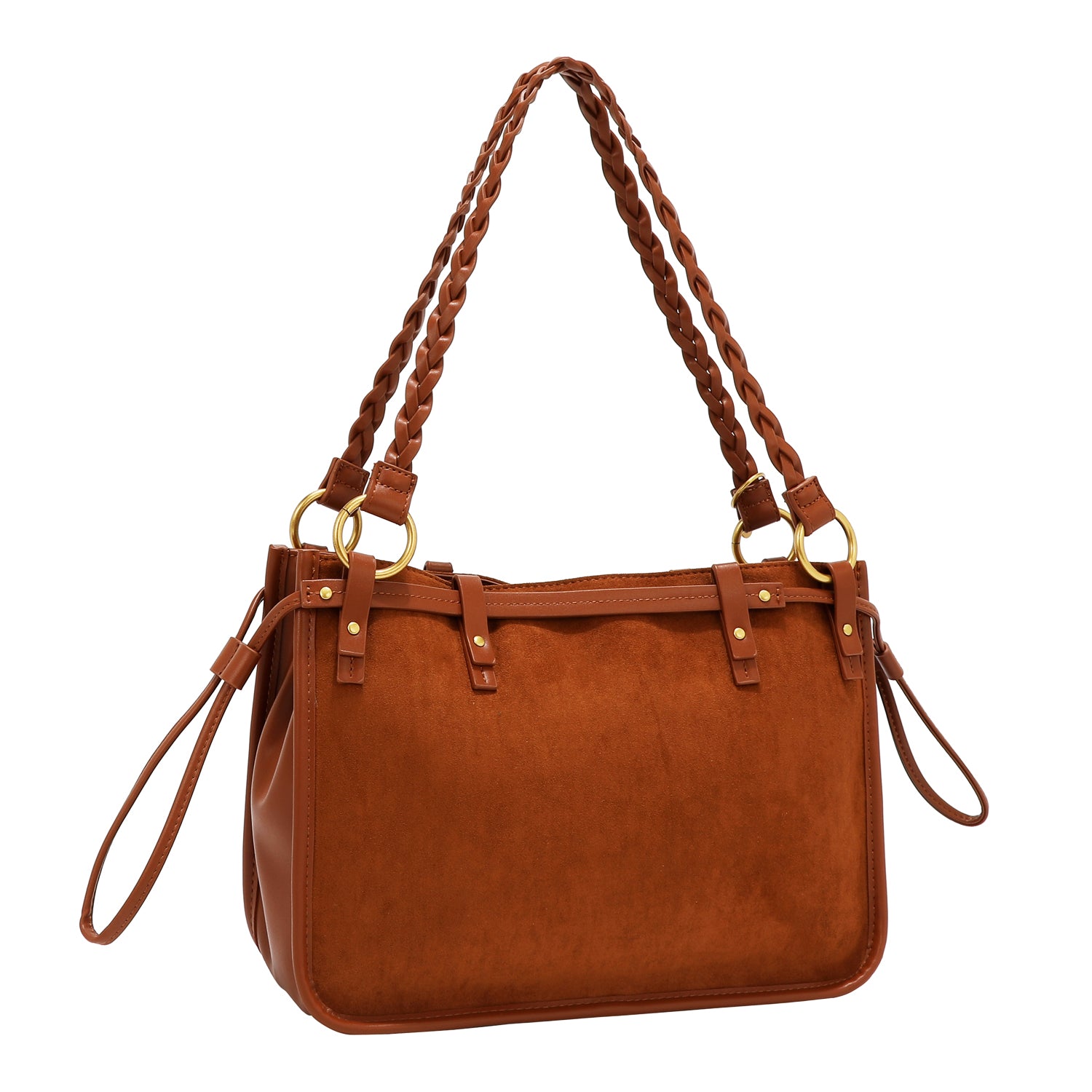 BORSA CON DISEGNO FLOREALE (MARRONE)
