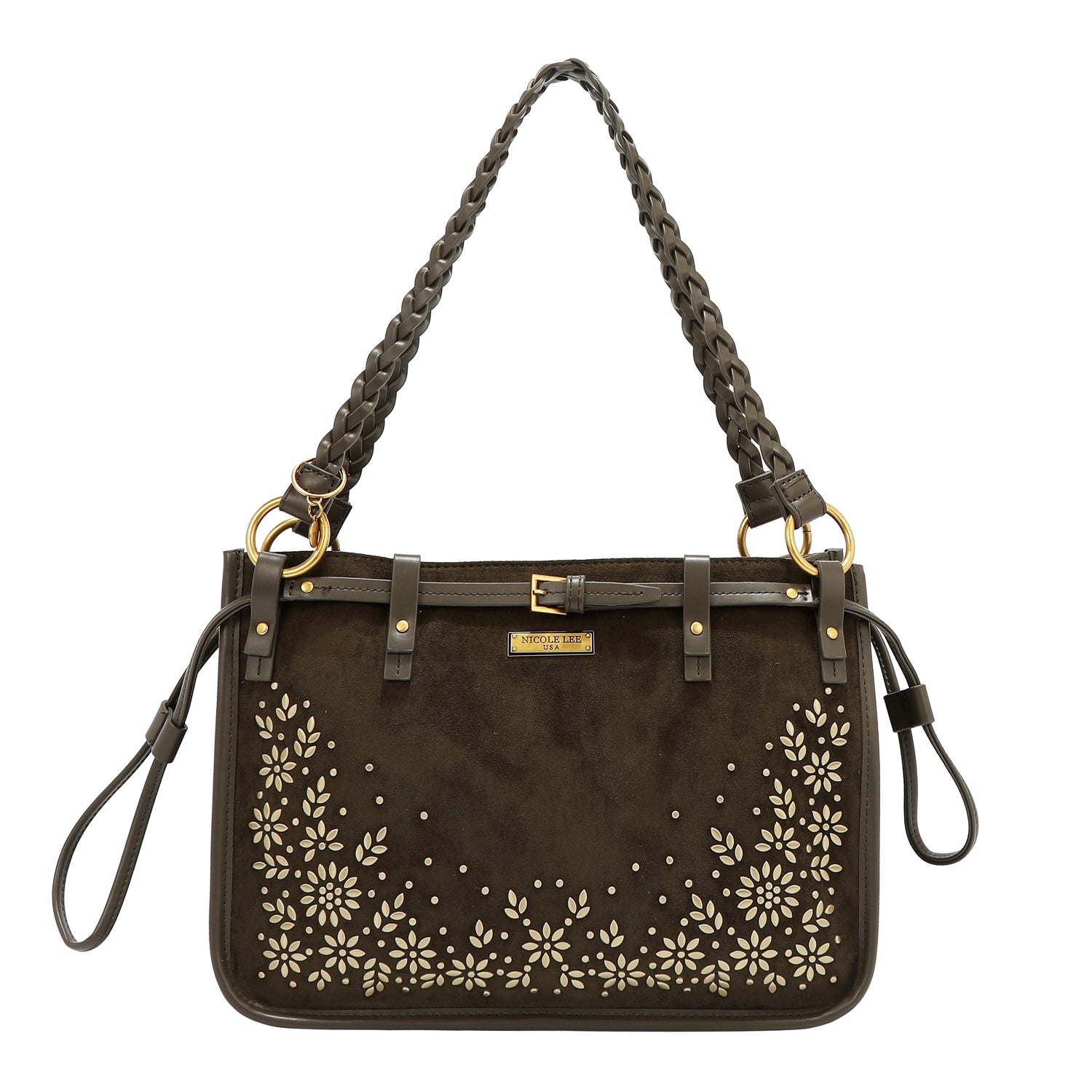 BORSA CON DISEGNO FLOREALE (OLIVA)