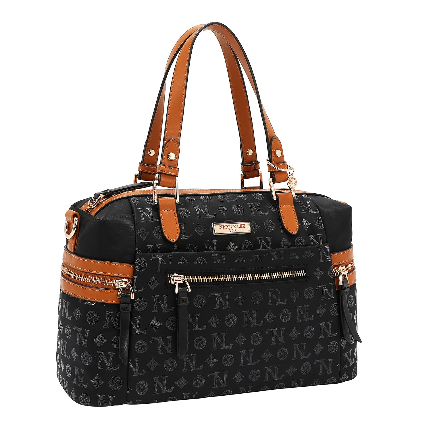 SATCHEL BAG WITH MONOGRAM LOGO (BLACK)