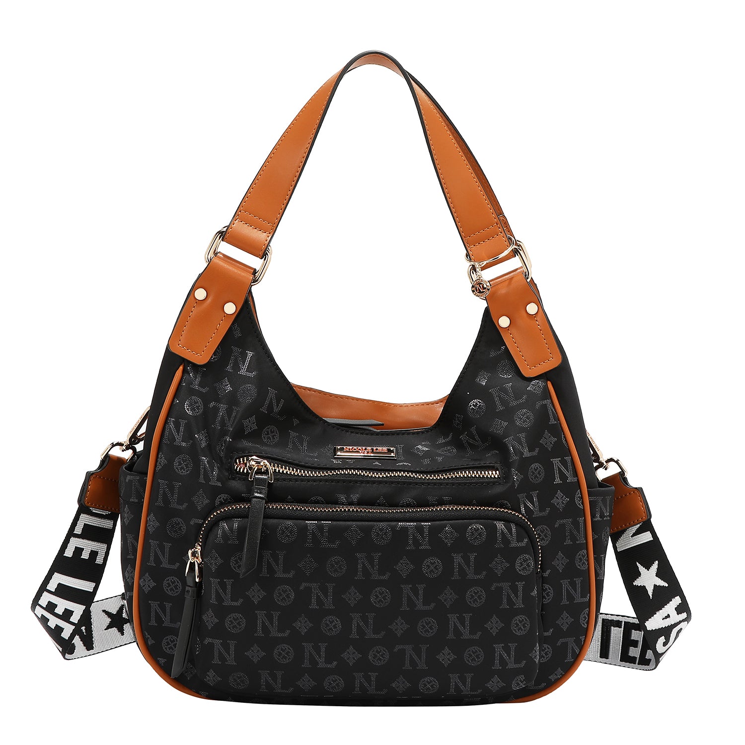 BORSA A TRACOLLA CON LOGO MONOGRAMMA (NERO)