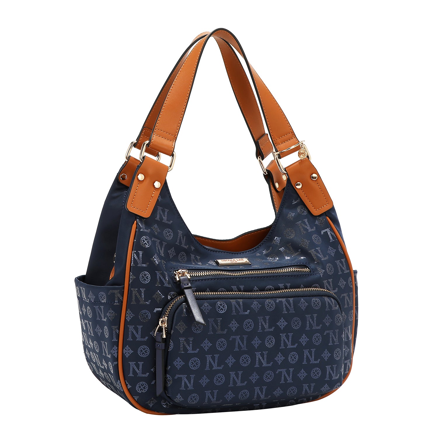 BORSA A TRACOLLA CON LOGO MONOGRAMMA (BLU)