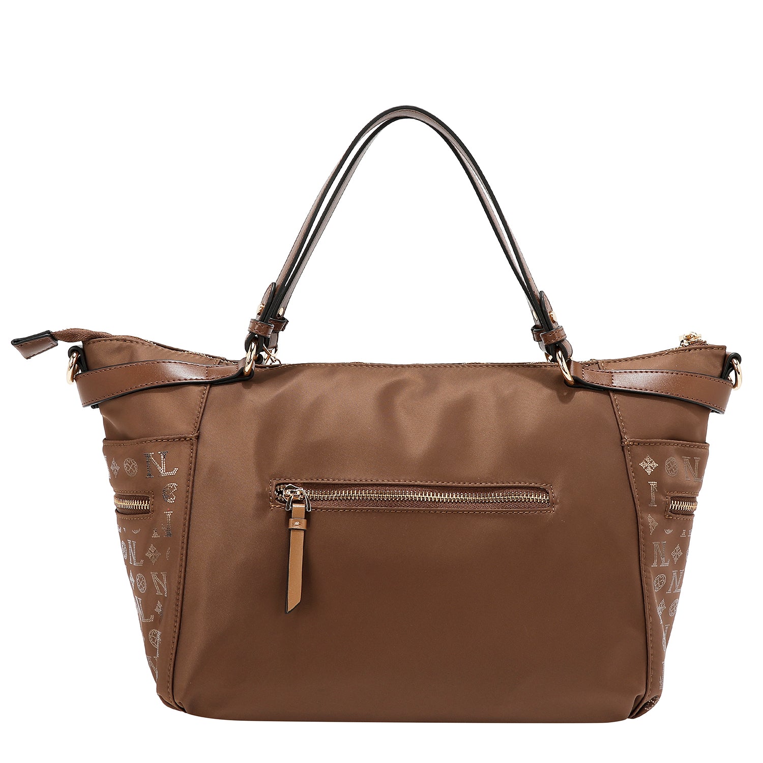 SHOPPING BAG WITH MONOGRAM LOGO (BROWN)