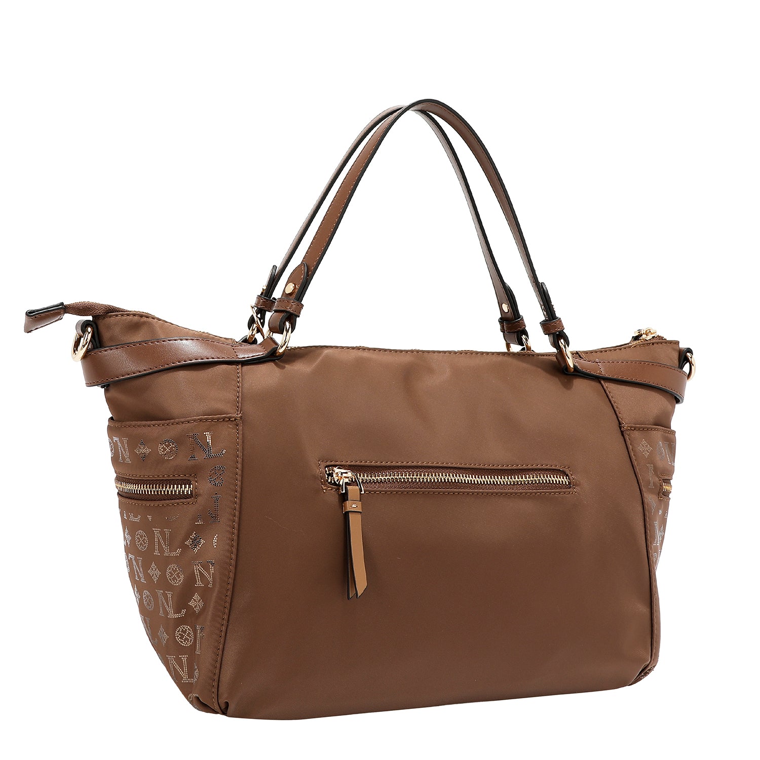 SHOPPING BAG WITH MONOGRAM LOGO (BROWN)