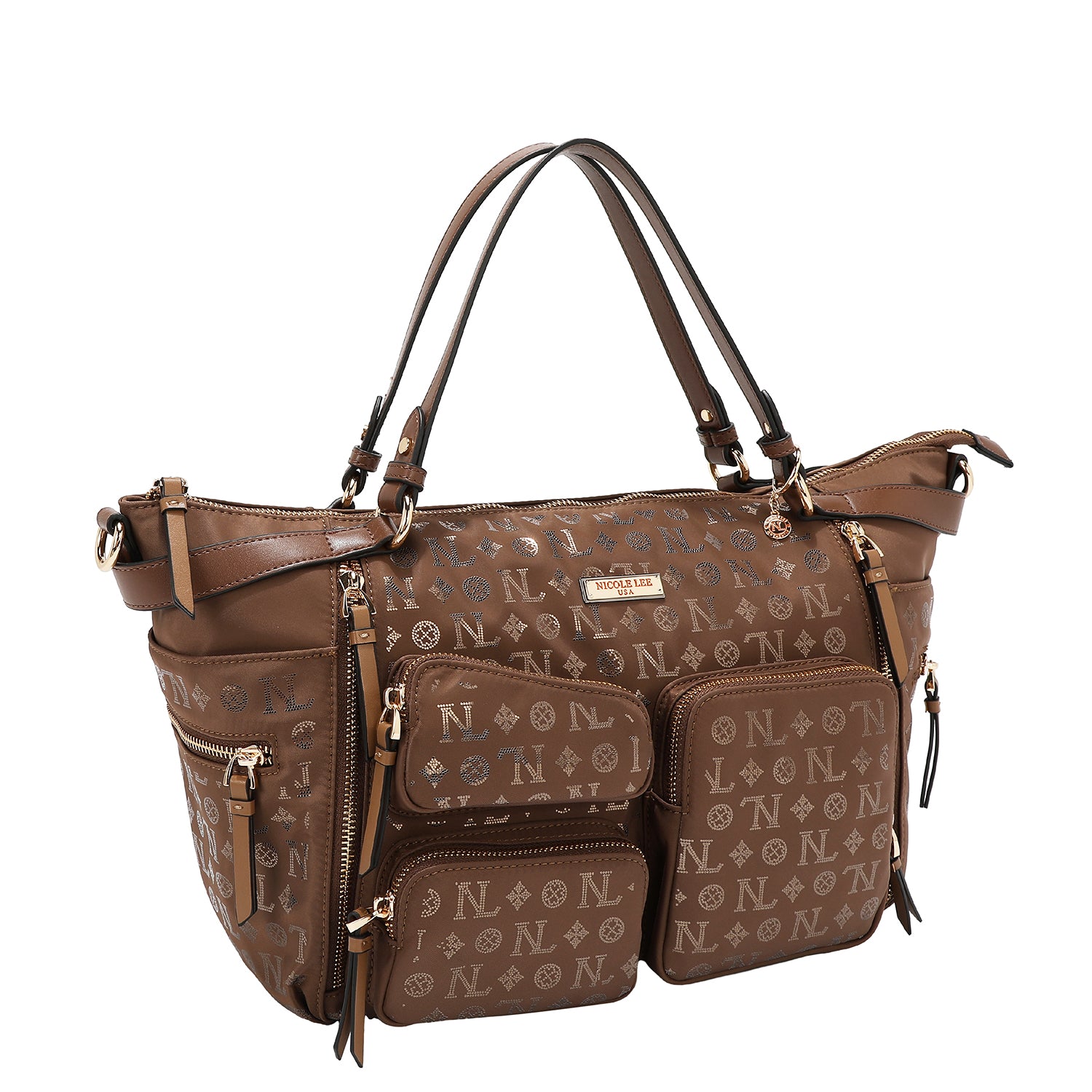 SHOPPING BAG WITH MONOGRAM LOGO (BROWN)