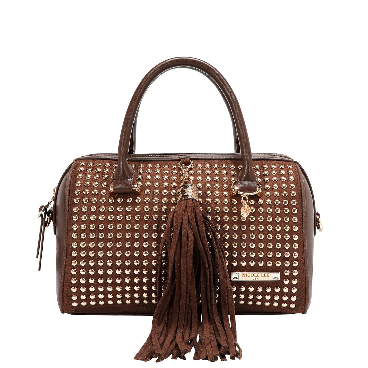 BOLSO BOSTON GLAM CON TACHUELAS (MARRON)