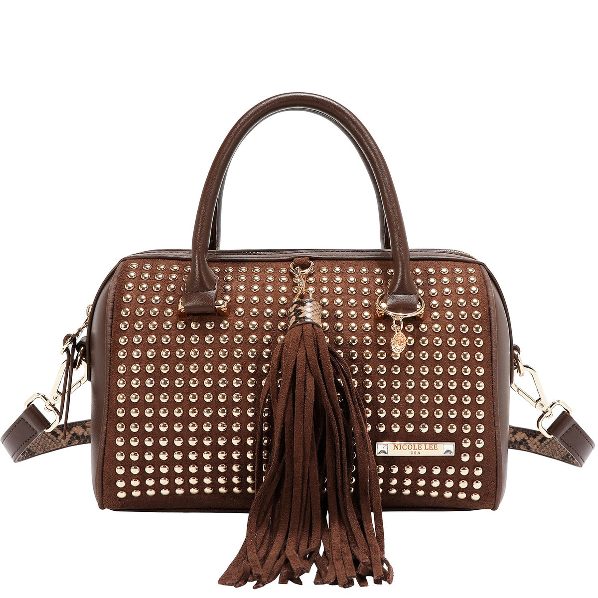 BOLSO BOSTON GLAM CON TACHUELAS (MARRON)