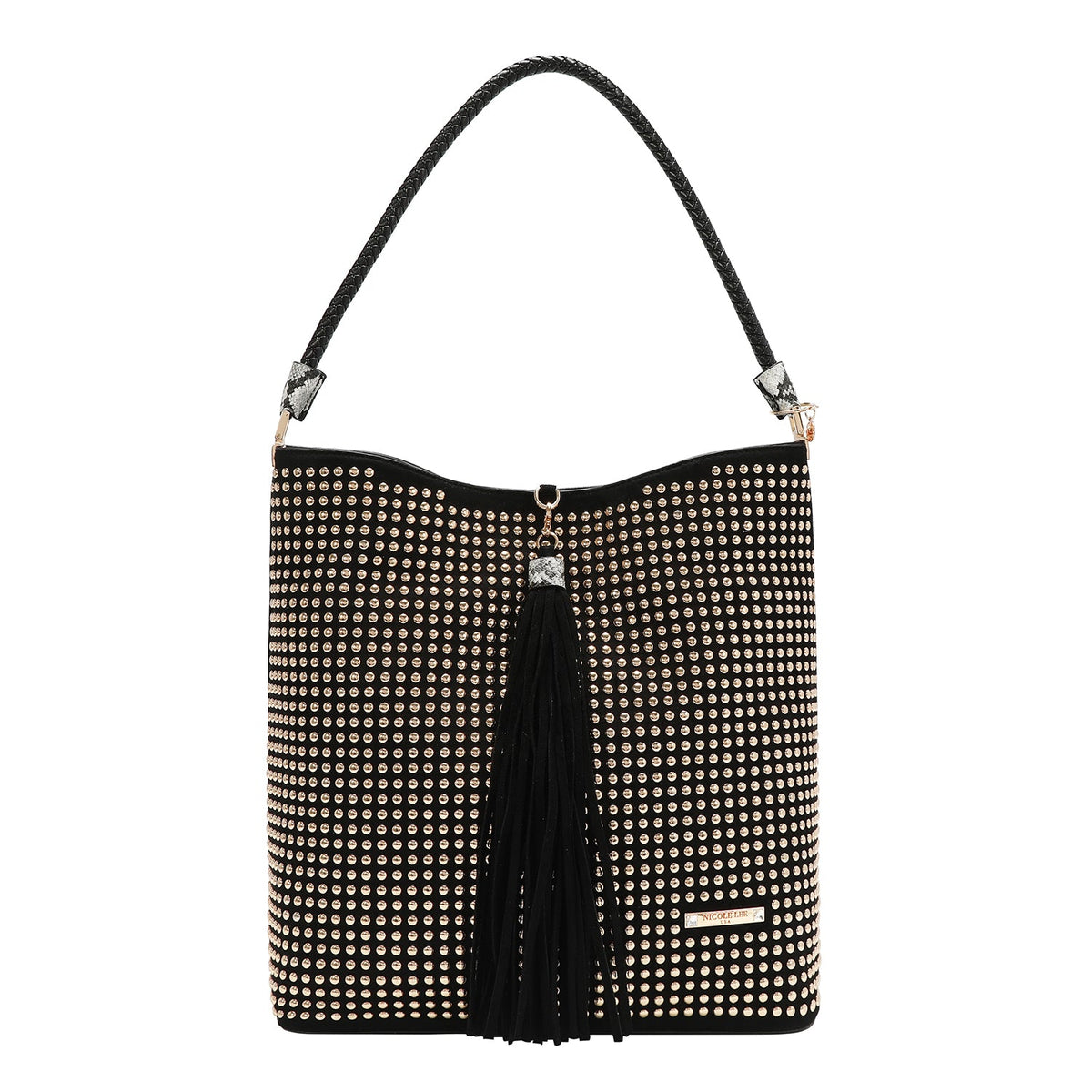 BOLSO BOHO GLAM CON TACHUELAS (NEGRO)