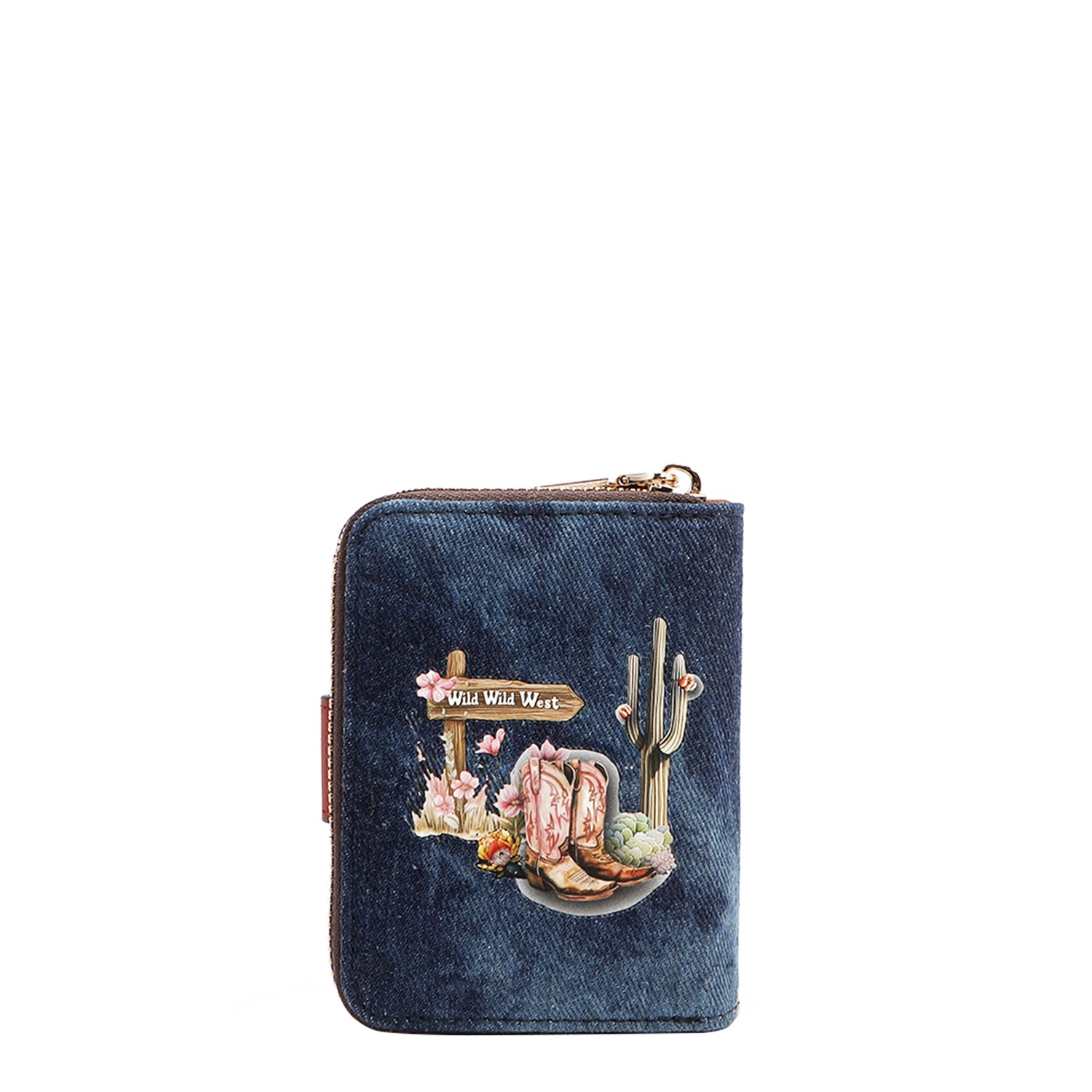 PORTAFOGLIO PIEGHEVOLE A FORMA DI CUORE IN JEANS<tc>SOFIA MONTANA</tc>)