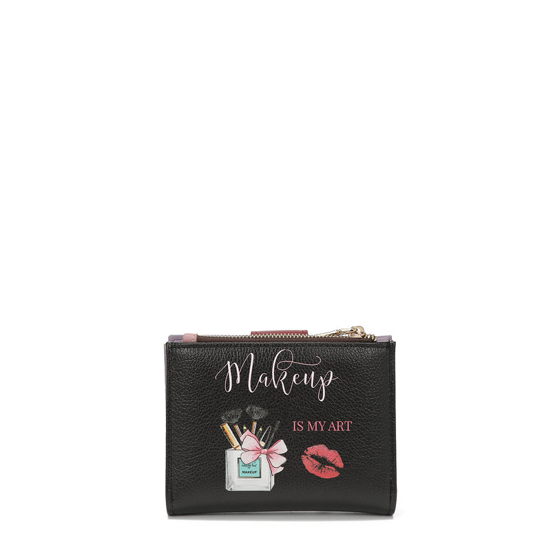 Double fashion compact portfolio with RFID block