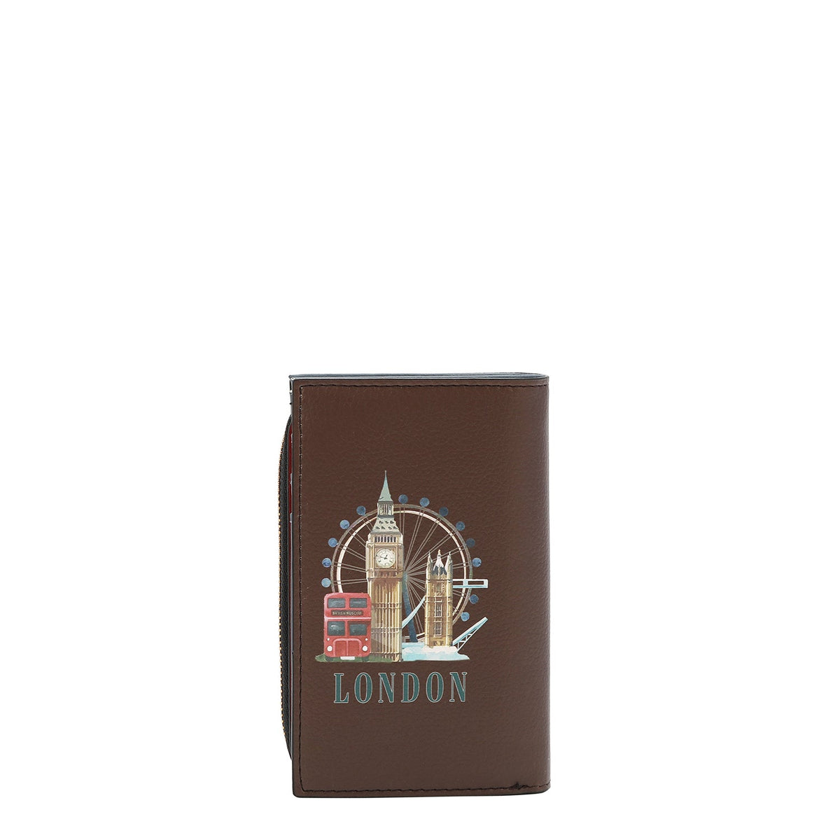 CARTERA PLEGABLE CON CREMALLERA CENTRAL (LONDON EYE-MARRON)