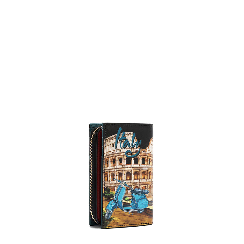 FOLDABLE WALLET WITH CENTRAL ZIP (<tc>MARTHA TRAVELS ITALY</tc>)