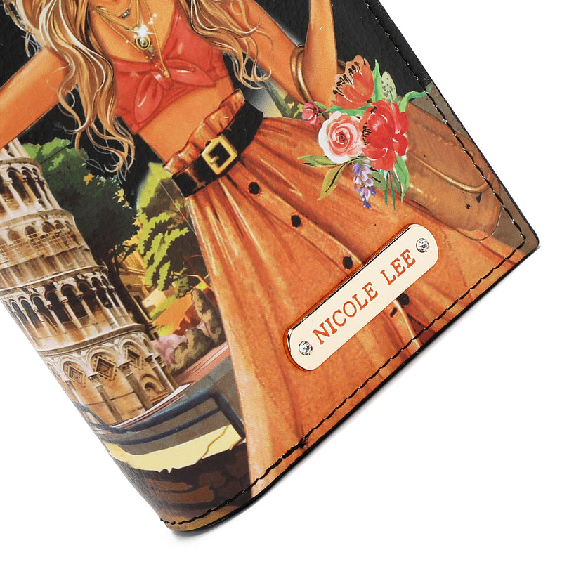 FOLDABLE WALLET WITH CENTRAL ZIP (<tc>MARTHA TRAVELS ITALY</tc>)