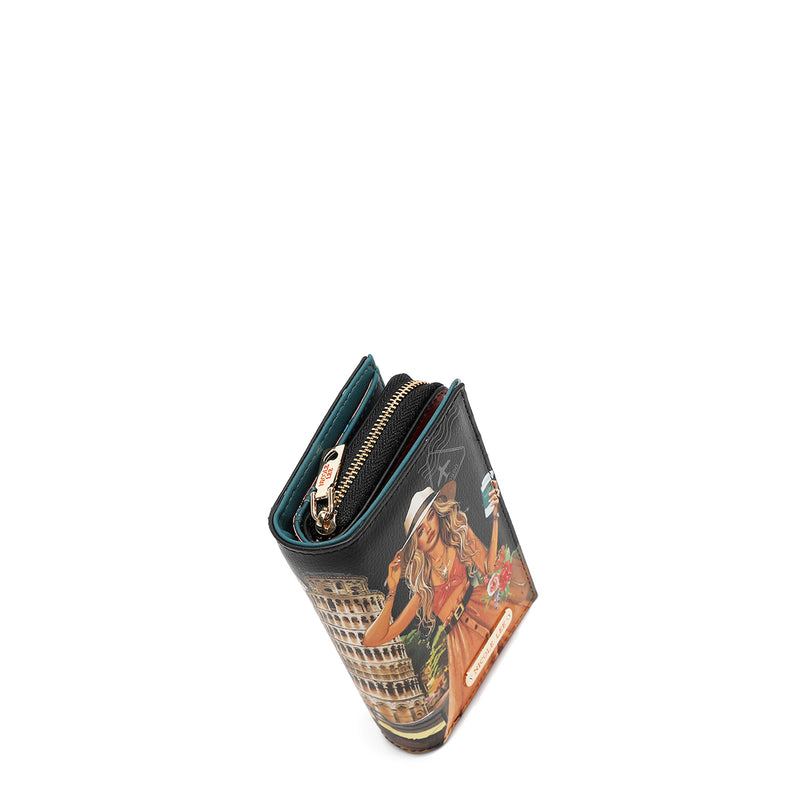 FOLDABLE WALLET WITH CENTRAL ZIP (<tc>MARTHA TRAVELS ITALY</tc>)