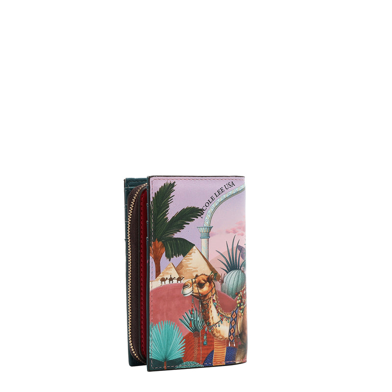 FOLDABLE WALLET WITH CENTRAL ZIP (<tc>QUEEN CLEOPATRA</tc>)