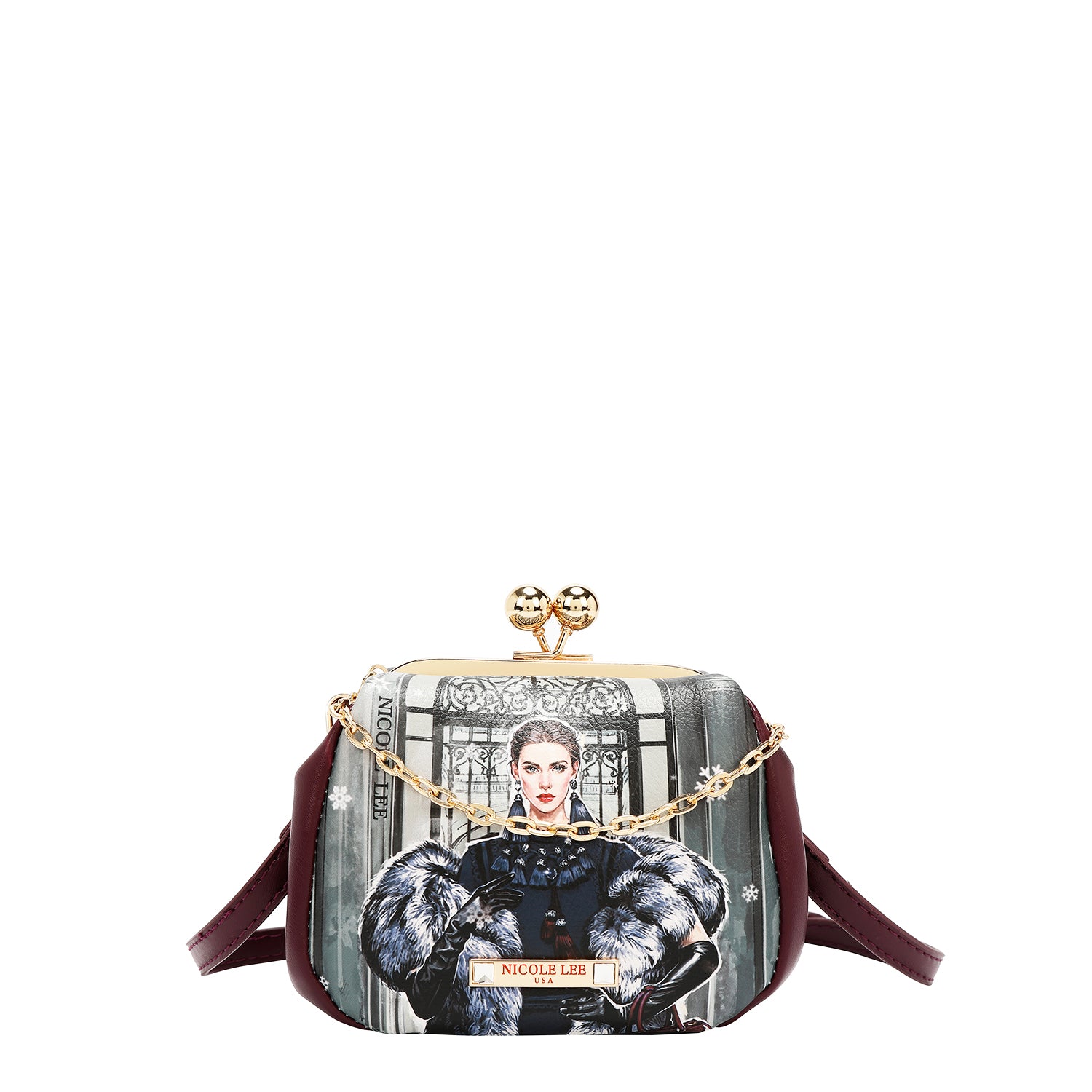 Mini bolsa transversal com fecho de encaixe (<tc>MODA SNOWFLAKE</tc>)
