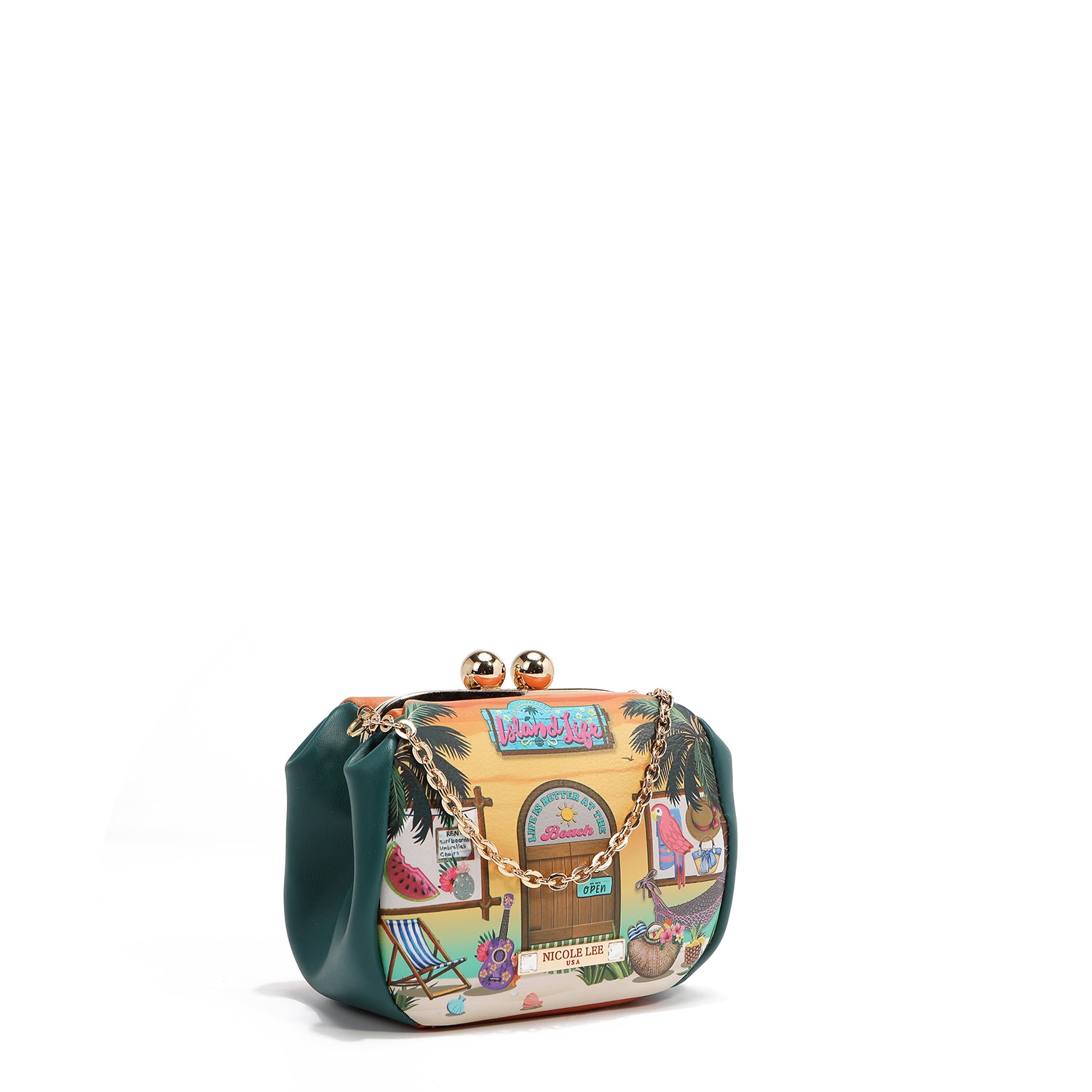 MINI BOLSO CRUZADO CON CIERRE KISS LOCK (SUN & SAND)