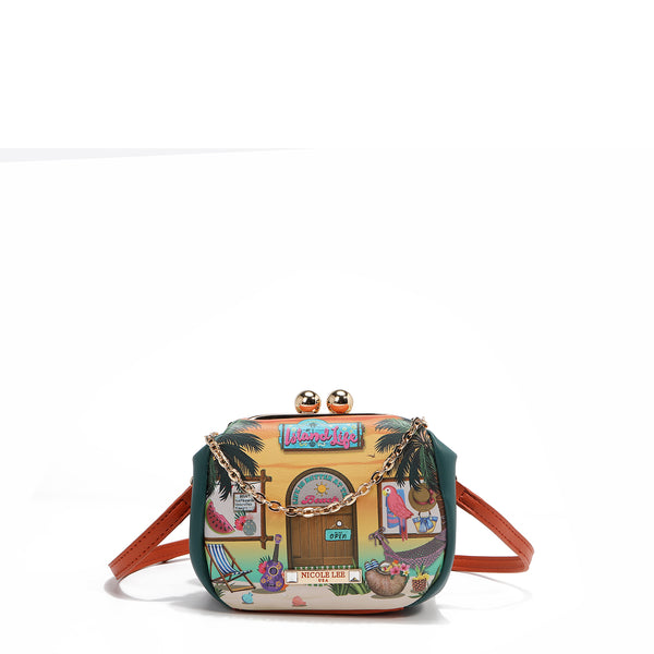 MINI CROSSBODY BAG WITH KISS LOCK CLOSURE (<tc>SUN & SAND</tc>)
