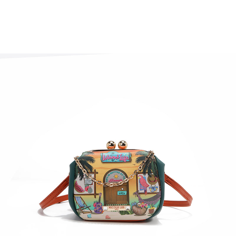 MINI CROSSBODY BAG WITH KISS LOCK CLOSURE (<tc>SUN & SAND</tc>)