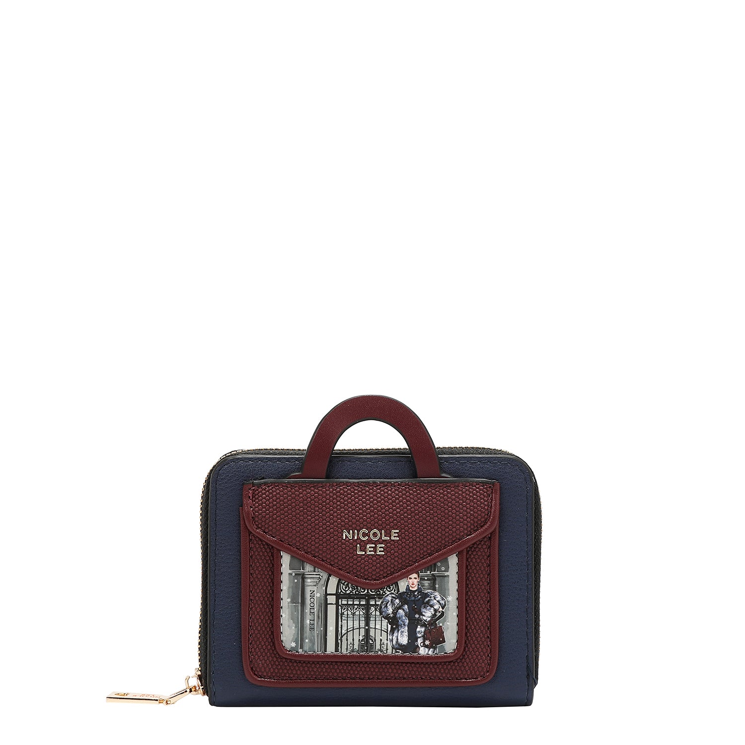 CARTERA COMPACTA PEQUEÑA CON CREMALLERA (MODA SNOWFLAKE)