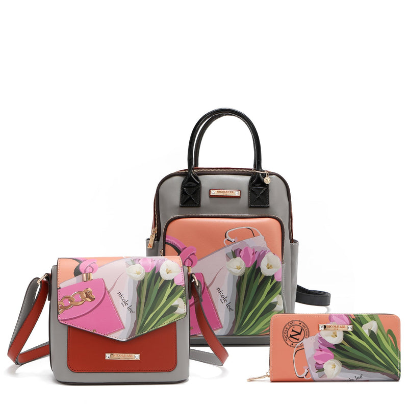 3-PIECE SET (BACKPACK, CROSSBODY BAG, WALLET) (<tc>VIOLET BLOSSOM</tc>)