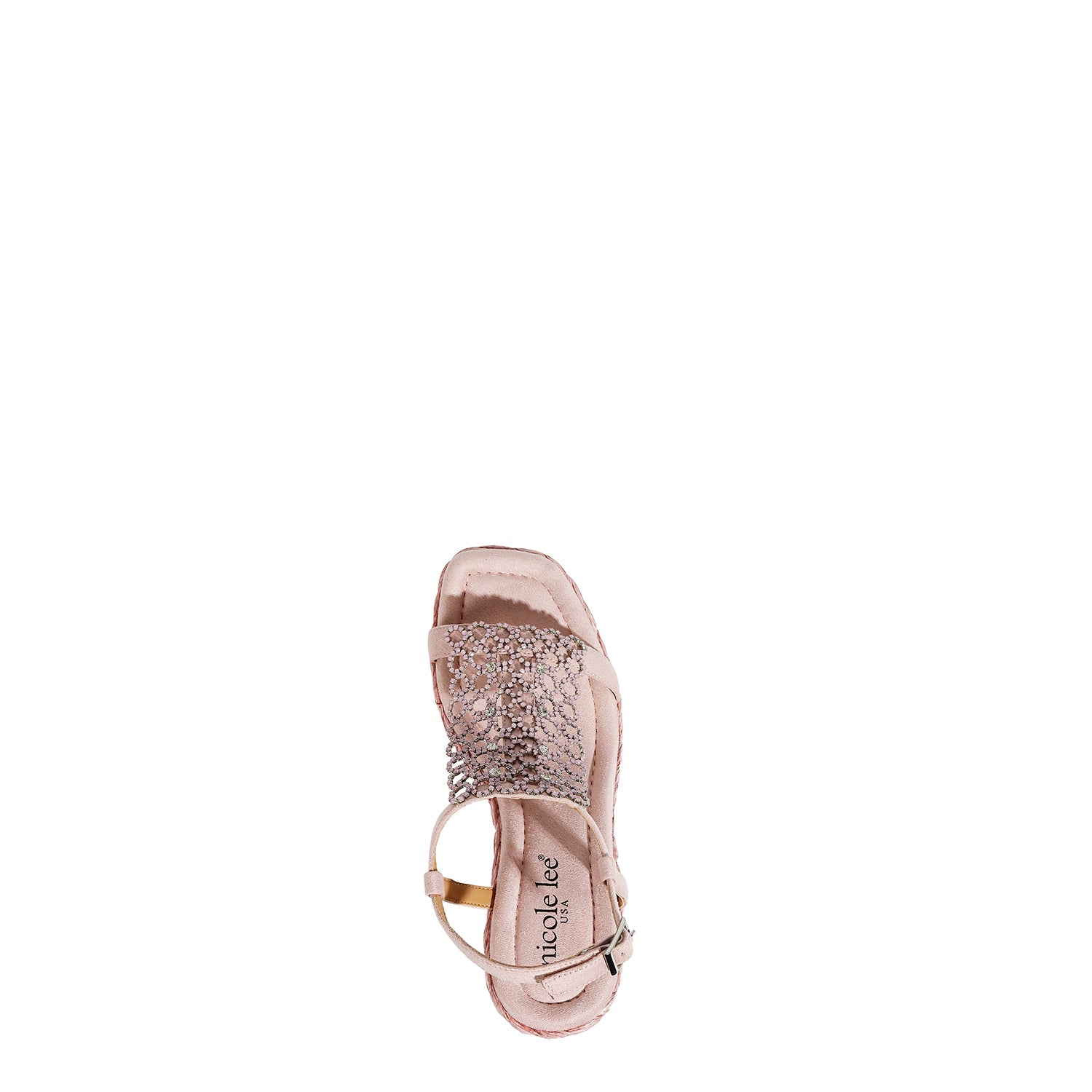 SANDALE AVEC PLATEFORME ET CHAÎNE DE CRISTAL (ROSE)
