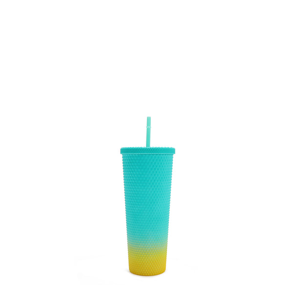 GLASS WITH LID AND STRAW 71 c.L. STUDDED (<tc><tc>Family Yearbook</tc></tc>)