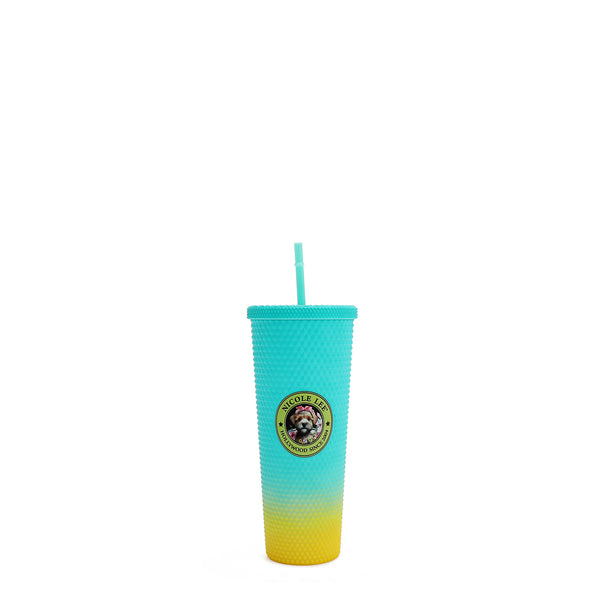 GLASS WITH LID AND STRAW 71 c.L. STUDDED (<tc><tc>Family Yearbook</tc></tc>)