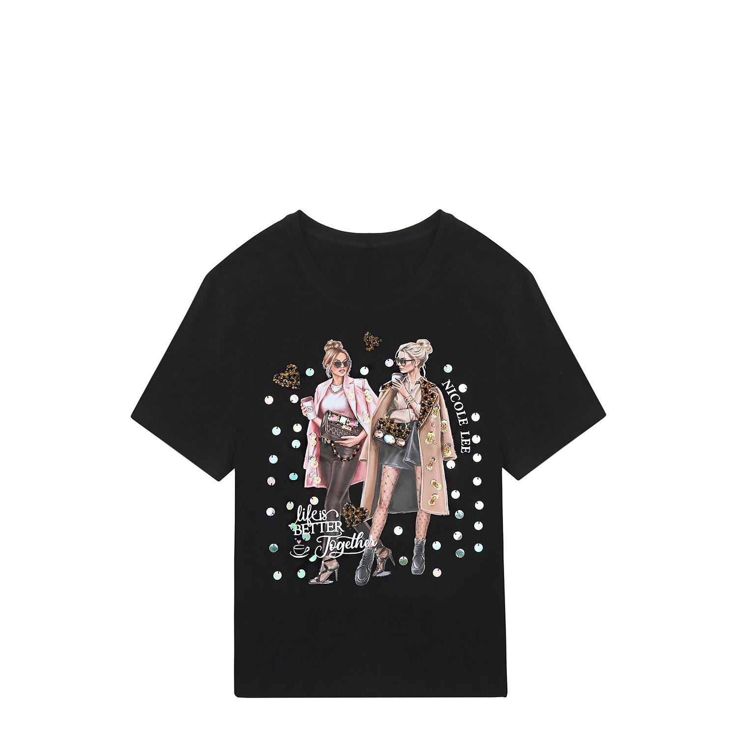 T-SHIRT ALLA MODA NICOLE LEE CON BRILLANTINI (<tc>LADIES NIGHT OUT</tc>)
