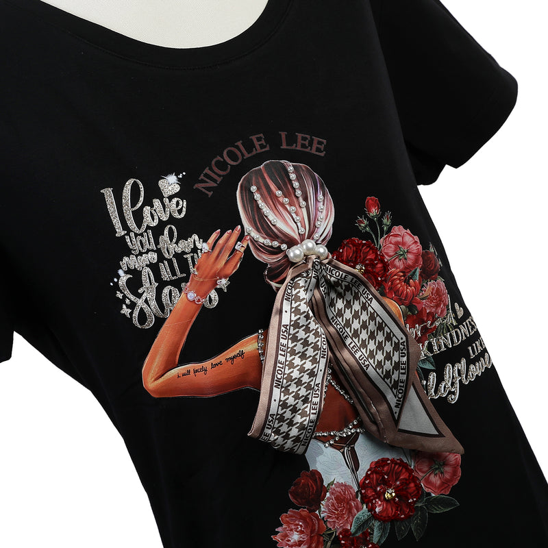 NICOLE LEE FASHION T-SHIRT WITH GLITTER (<tc>BLIND DATE</tc>)