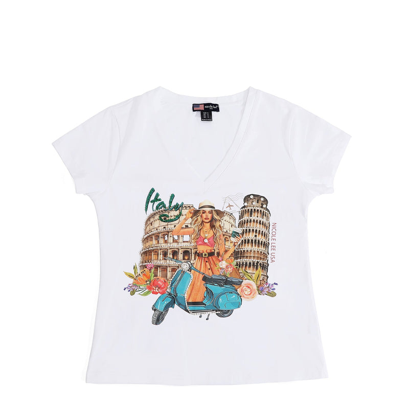 FASHION V-NECK T-SHIRT (<tc>MARTHA TRAVELS ITALY</tc>)