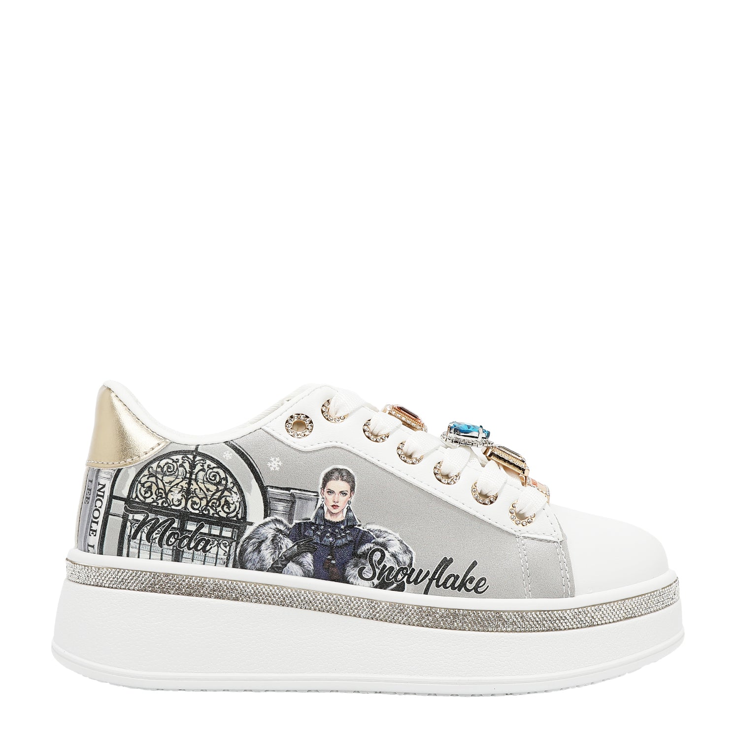 SAPATOS DA MODA COM STRASS (<tc>MODA SNOWFLAKE</tc>)