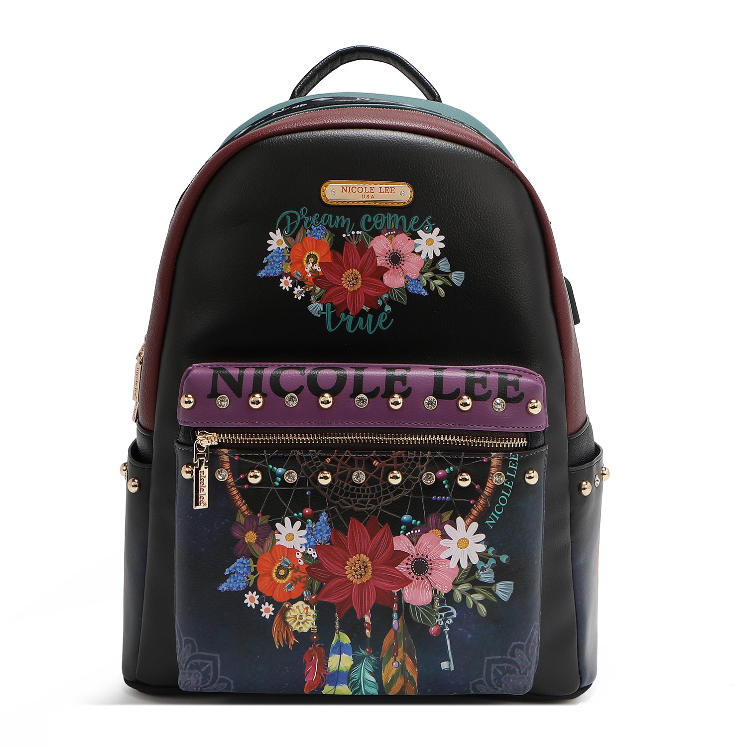 GROSSER MODERNER RUCKSACK MIT USB-LADEANSCHLUSS UND TASCHE (<tc>DREAM COMES TRUE</tc>)