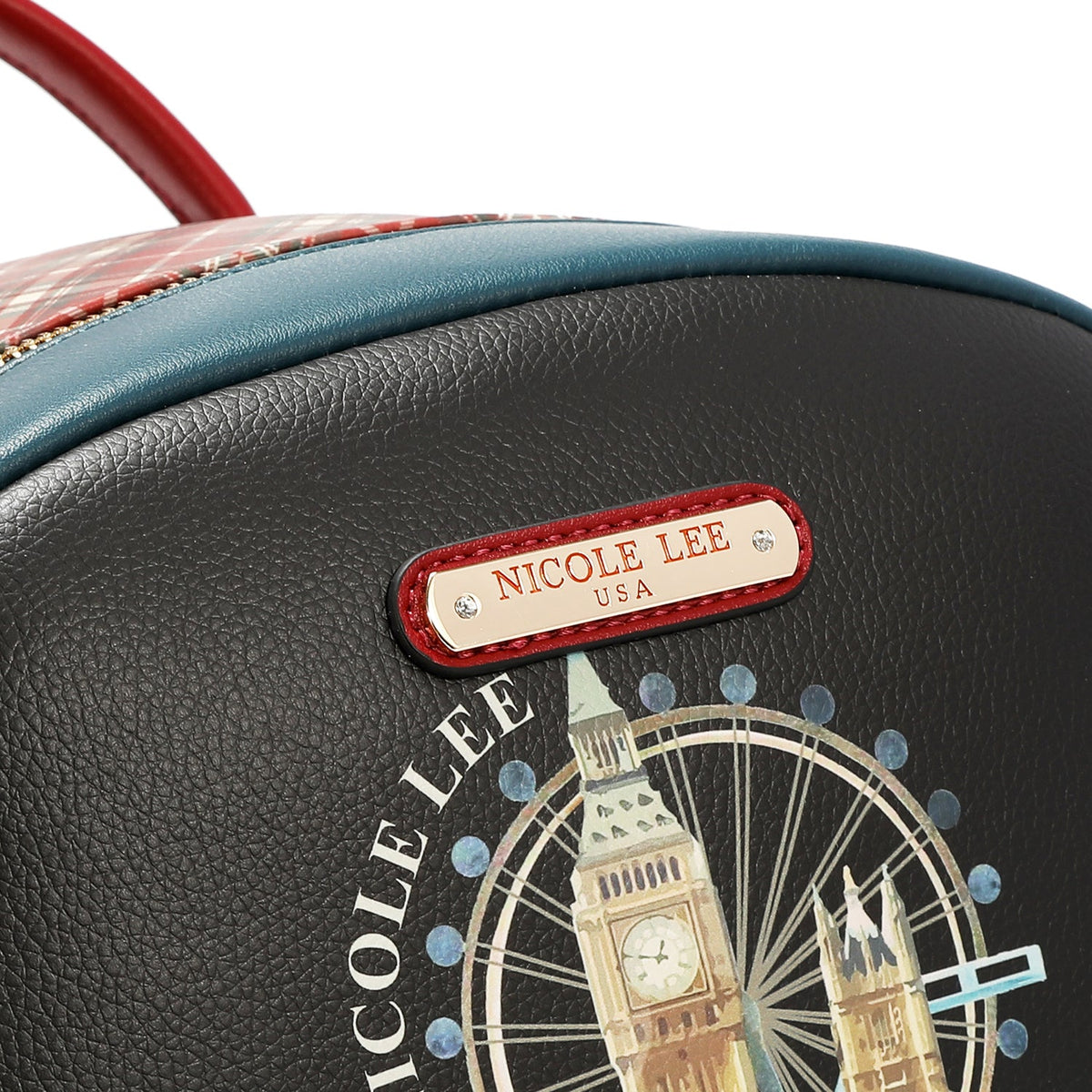 MOCHILA GRANDE DE MODA CON PUERTO DE CARGA USB Y BOLSA (LONDON EYE-NEGRO)
