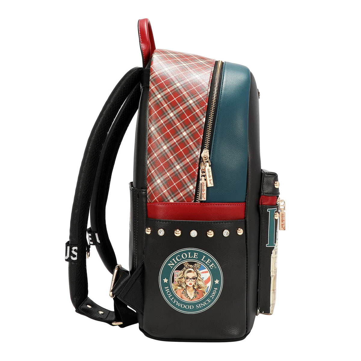 MOCHILA GRANDE DE MODA CON PUERTO DE CARGA USB Y BOLSA (LONDON EYE-NEGRO)