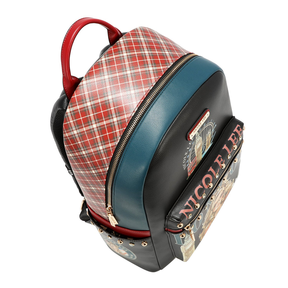 MOCHILA GRANDE DE MODA CON PUERTO DE CARGA USB Y BOLSA (LONDON EYE-NEGRO)