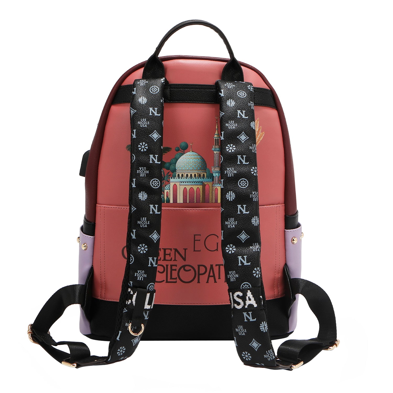 MOCHILA GRANDE DA MODA COM PORTA DE CARREGAMENTO USB E BOLSA (<tc>QUEEN CLEOPATRA</tc>)