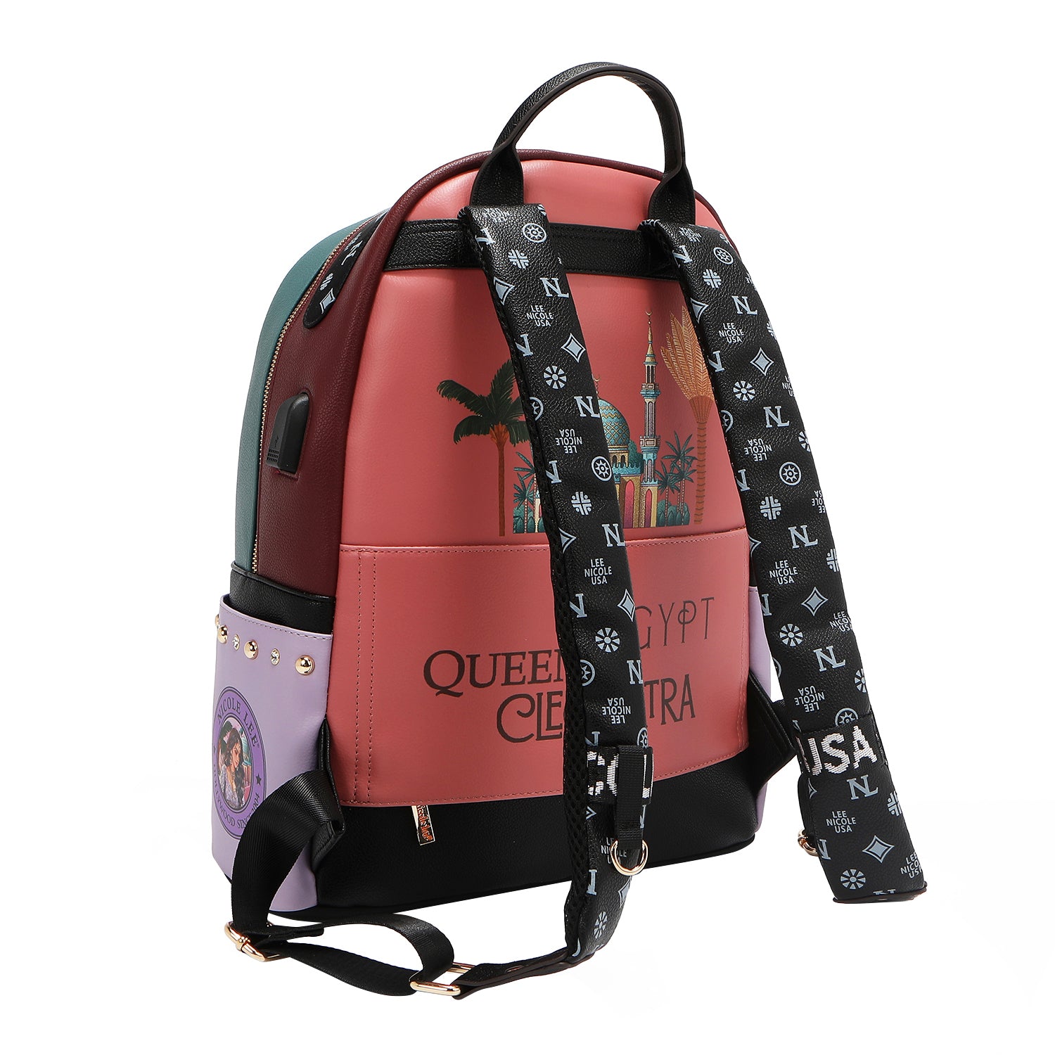 MOCHILA GRANDE DA MODA COM PORTA DE CARREGAMENTO USB E BOLSA (<tc>QUEEN CLEOPATRA</tc>)