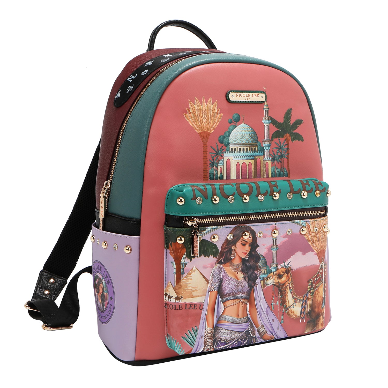 MOCHILA GRANDE DA MODA COM PORTA DE CARREGAMENTO USB E BOLSA (<tc>QUEEN CLEOPATRA</tc>)
