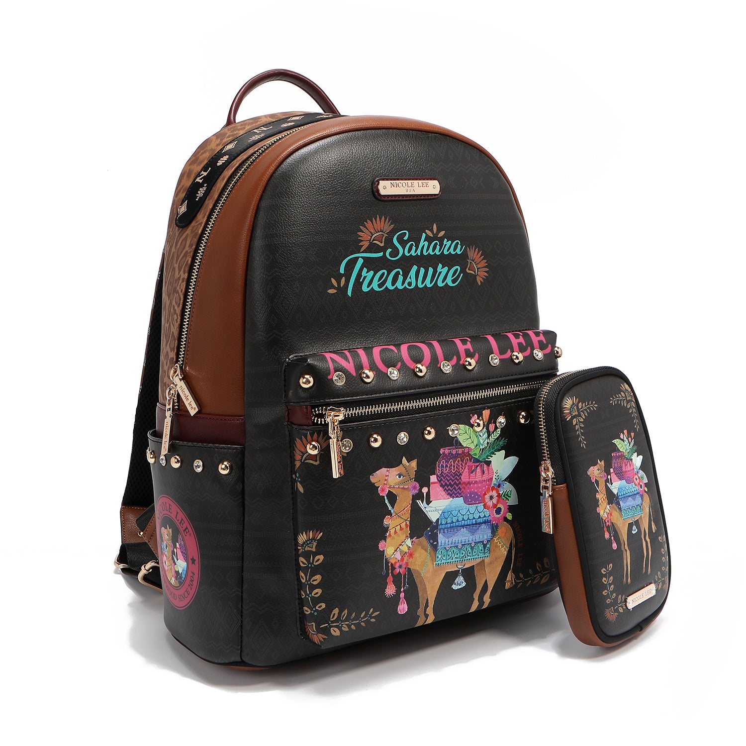 MOCHILA GRANDE DE MODA CON PUERTO DE CARGA USB Y BOLSA (SAHARA TREASURE)