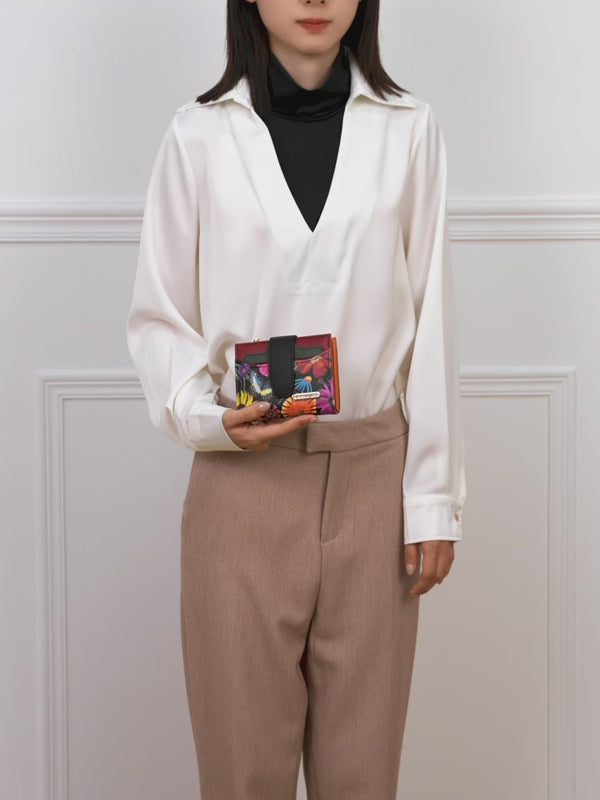 Double fashion compact portfolio with RFID block