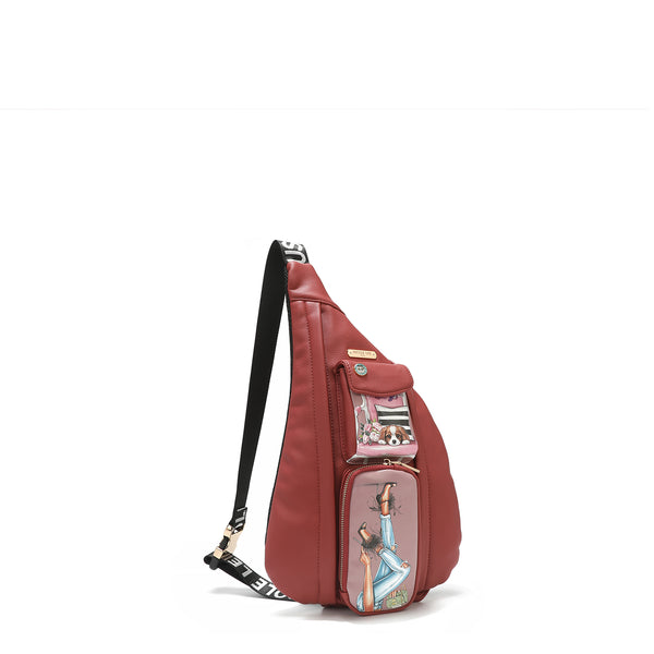 Cross backpack with outer pockets