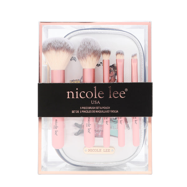 Set of makeup brushes with case