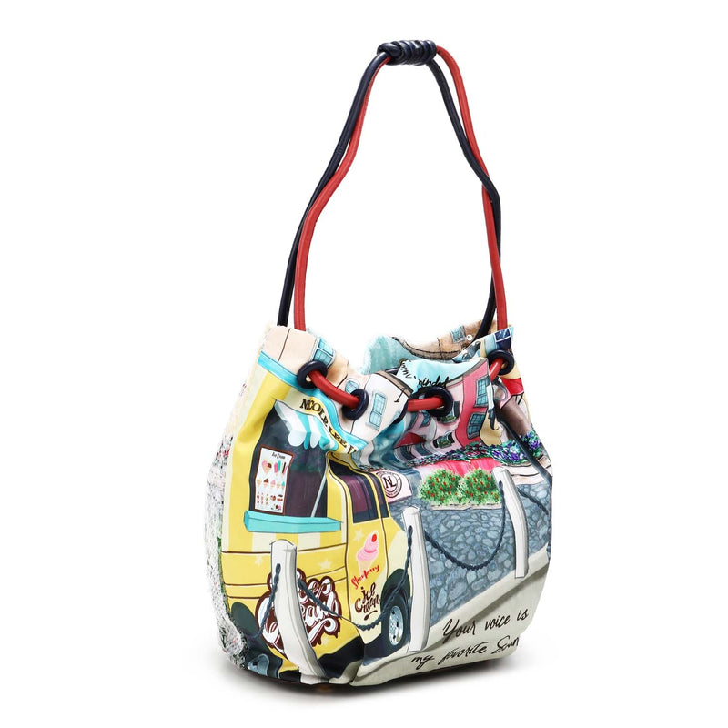 "COZY STREET IN MILAN" SEQUIN NYLON BAG