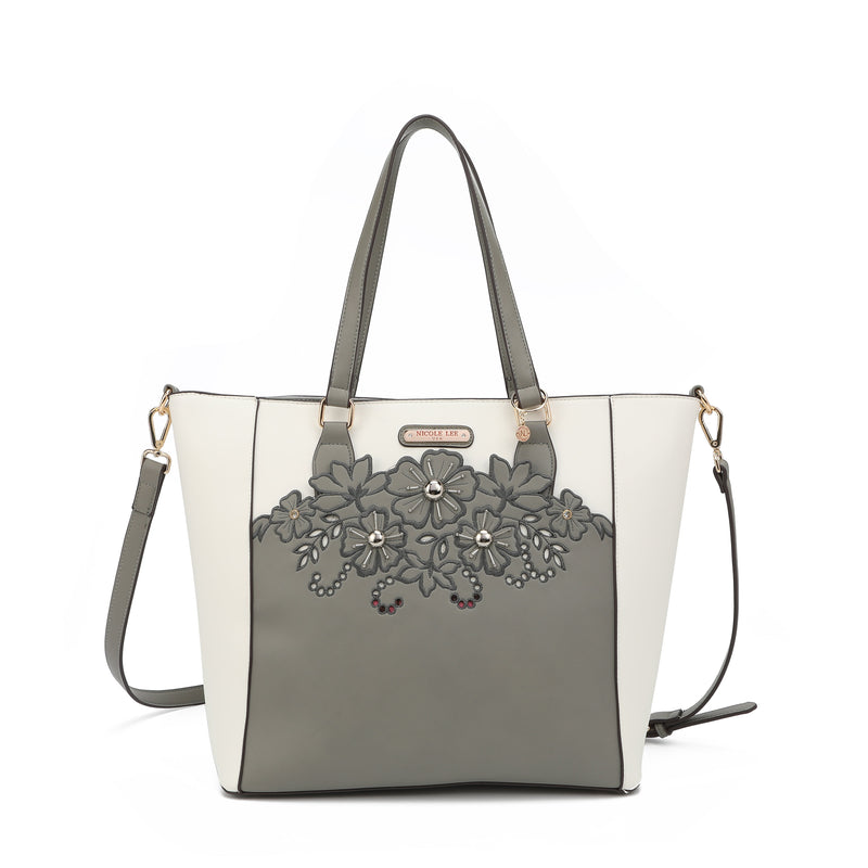 Shopper bag with floral embroidery