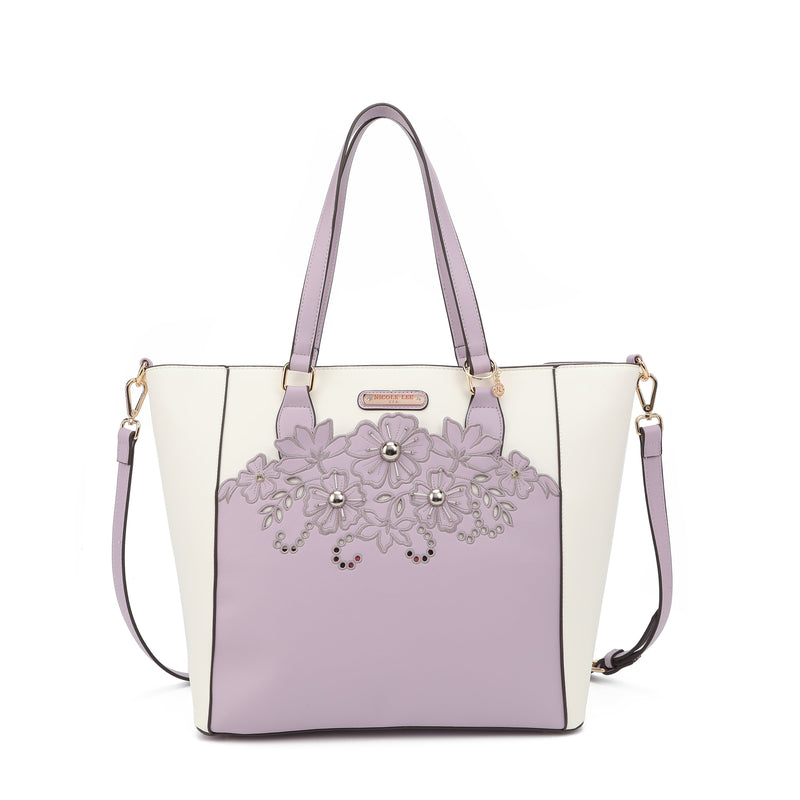 Shopper bag with floral embroidery
