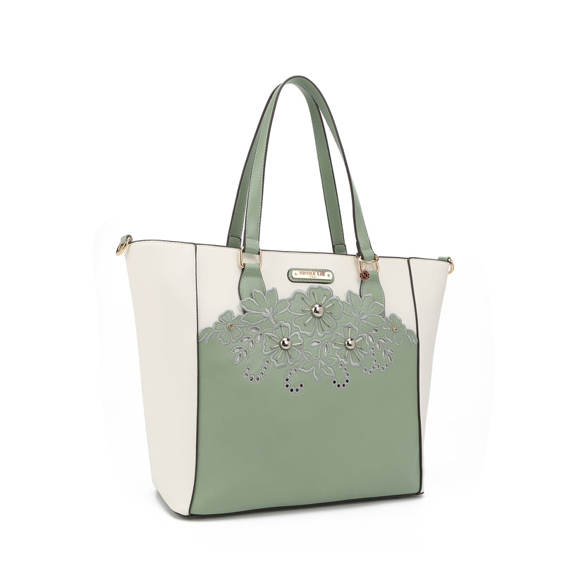 Shopper bag with floral embroidery