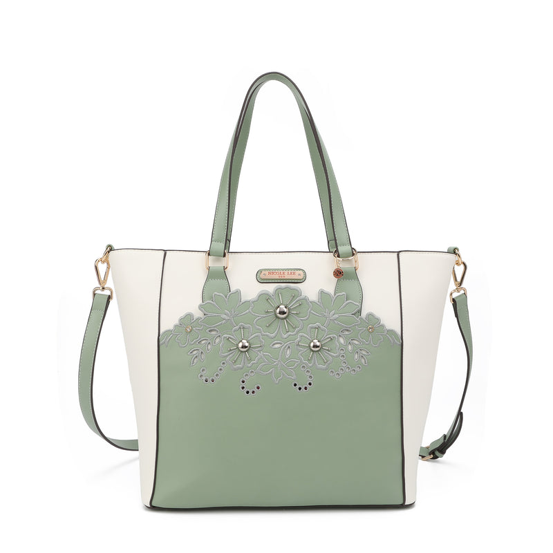 Shopper bag with floral embroidery