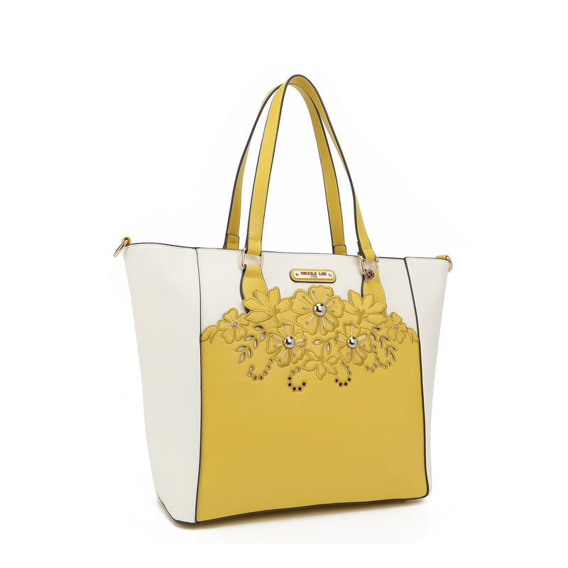 Shopper bag with floral embroidery